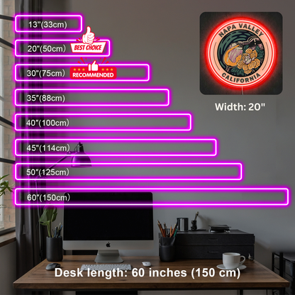 ShineNeon™ Napa Valley Wine Art LED Neon Sign - California Vineyard Wall Decor USB Powered