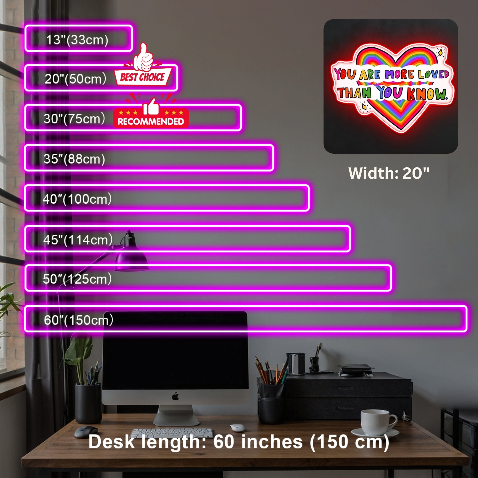 ShineNeon™ You Are More Loved LED Neon Sign - USB Power Rainbow Heart Wall Decor for Home