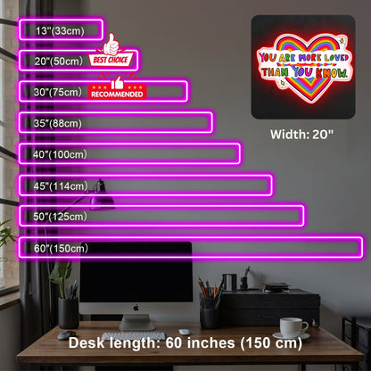 ShineNeon™ You Are More Loved LED Neon Sign - USB Power Rainbow Heart Wall Decor for Home