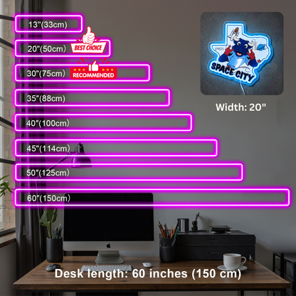 ShineNeon™ Houston Space City Texas Bull LED Neon Sign Multi-Color Sport Cave Vibe USB Power