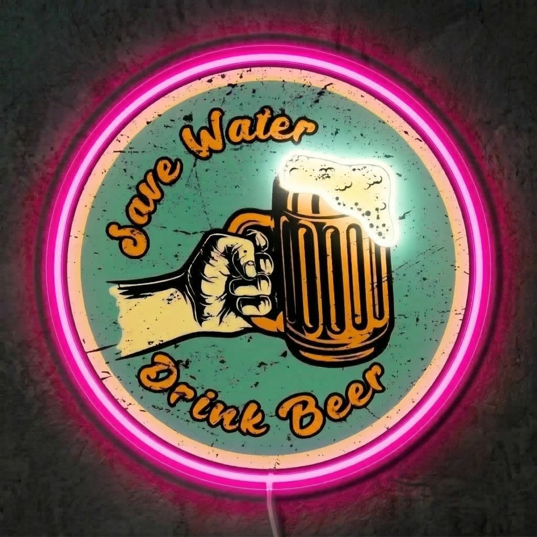 ShineNeon™ Save Water Drink Beer LED Neon Sign - Vintage Bar Wall Art USB Powered Decor