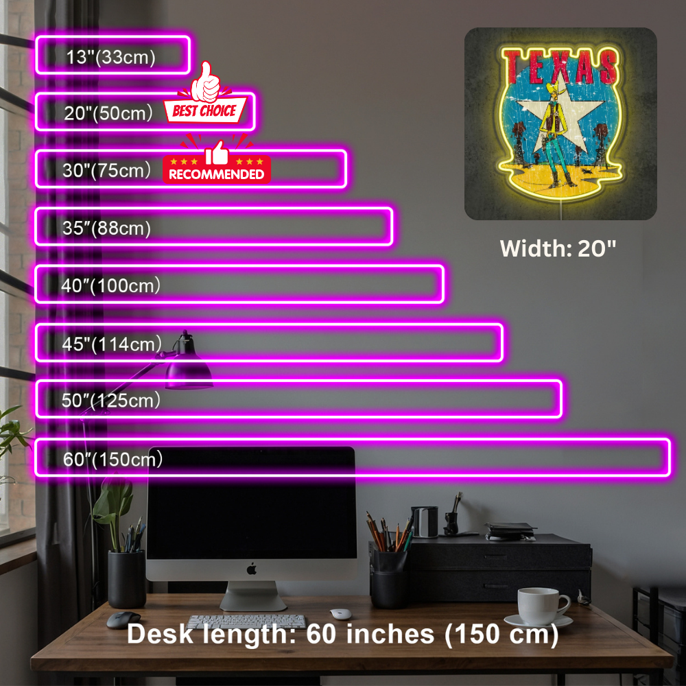 ShineNeon™ Vintage Lone Star Texas Cowboy LED Neon Sign Wall Art USB Powered