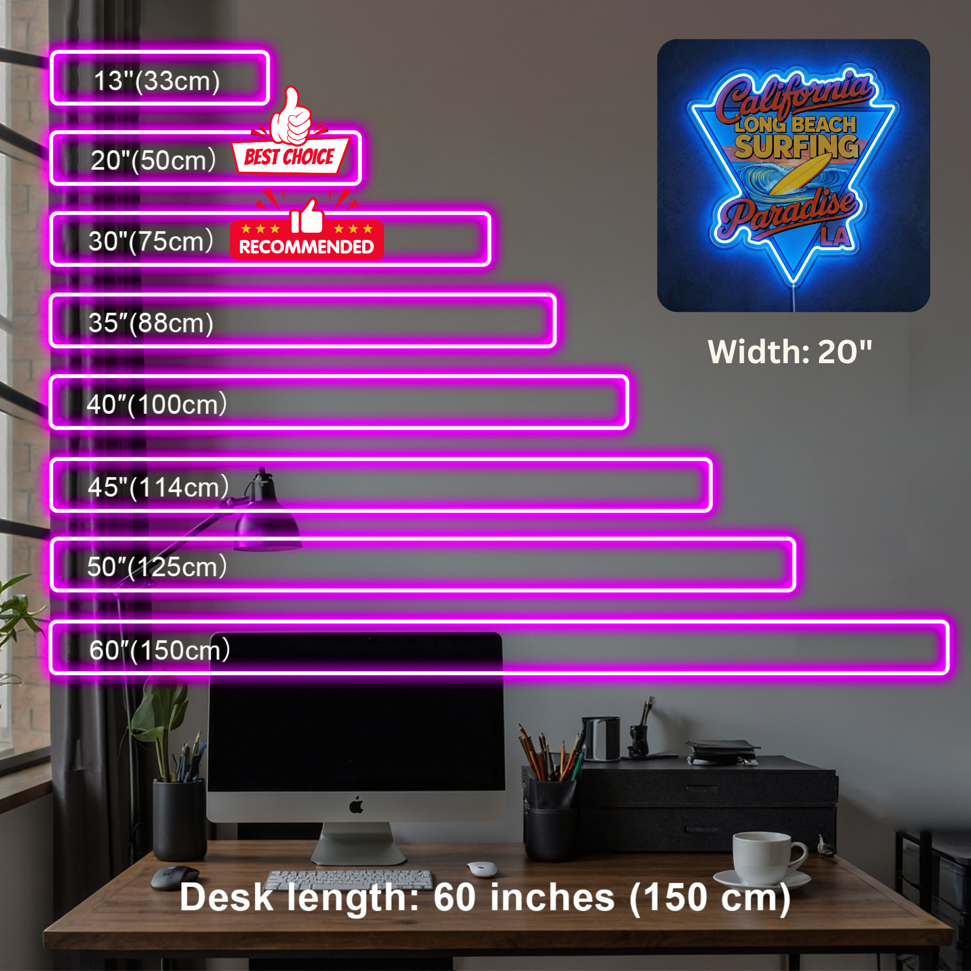 ShineNeon™ California Long Beach Surfing Paradise LED Neon Sign - LA Retro Wall Decor USB Power