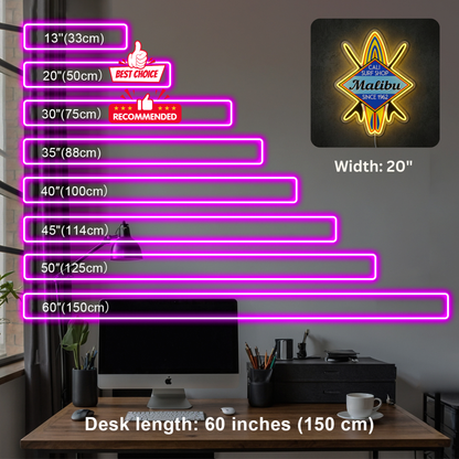 ShineNeon™ Malibu Cali Surf Shop LED Neon Sign - Retro Beach Vibe Wall Decor (USB Powered)