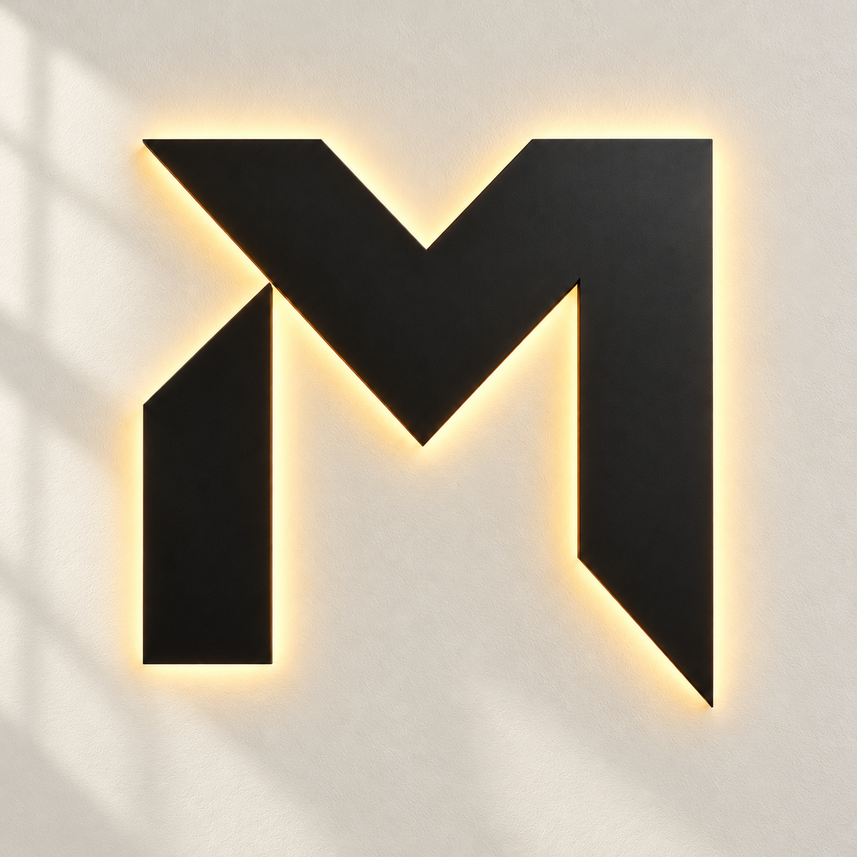 Custom 40" Black Metal Backlit M Logo Sign – Warm White LED