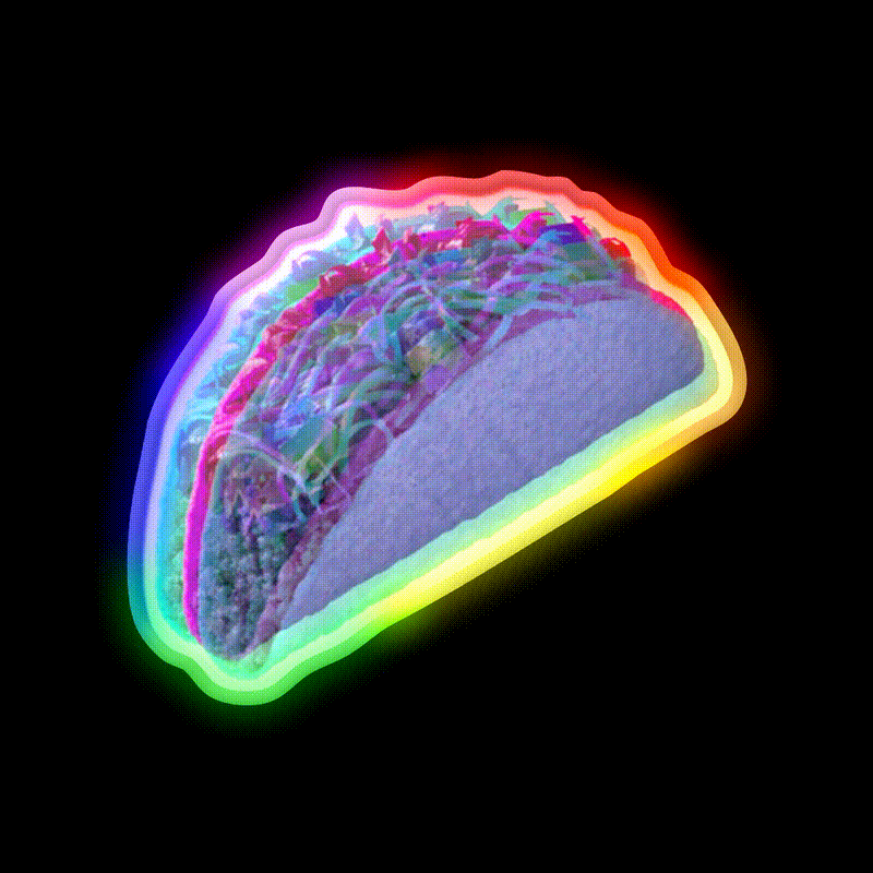 3D Taco Led Neon Sign Mexican Food Sign Rgb Color - LED neon sign close-up detail