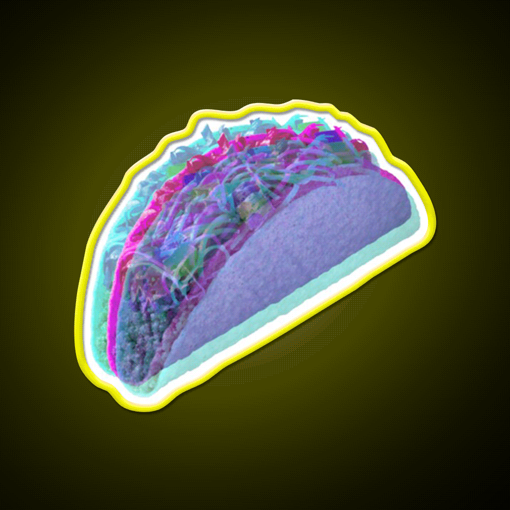 3D Taco Led Neon Sign Mexican Food Sign Rgb Color - Custom LED neon sign front view