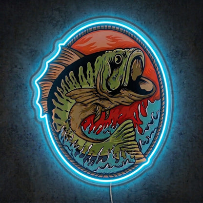 ShineNeon™ Largemouth Lake Badge neon sign USB Power - LED neon sign close-up detail
