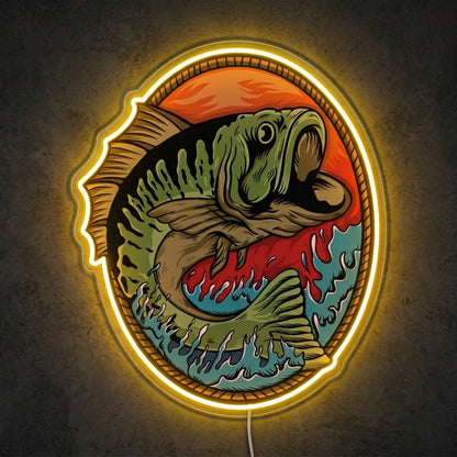 ShineNeon™ Largemouth Lake Badge neon sign USB Power - Custom LED neon sign front view