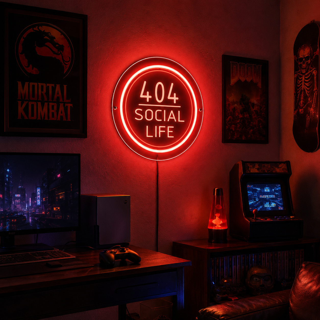 404 Social Life LED Neon Sign - 03 Real Lifestyle Scene