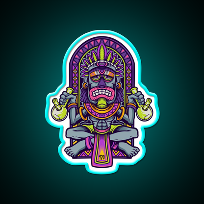 420 Aztec Art Weed Bong Stoner Hemp Inspired Green Leaf Led Neon Sign Rgb Color - Size and dimension reference