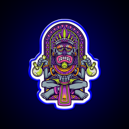 420 Aztec Art Weed Bong Stoner Hemp Inspired Green Leaf Led Neon Sign Rgb Color - LED neon sign view 5