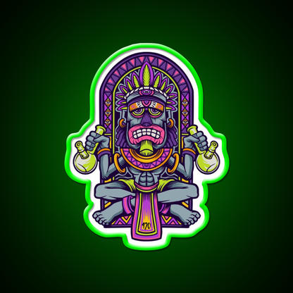 420 Aztec Art Weed Bong Stoner Hemp Inspired Green Leaf Led Neon Sign Rgb Color
