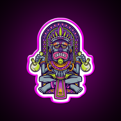 420 Aztec Art Weed Bong Stoner Hemp Inspired Green Leaf Led Neon Sign Rgb Color