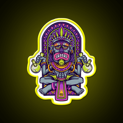 420 Aztec Art Weed Bong Stoner Hemp Inspired Green Leaf Led Neon Sign Rgb Color - Shineneon