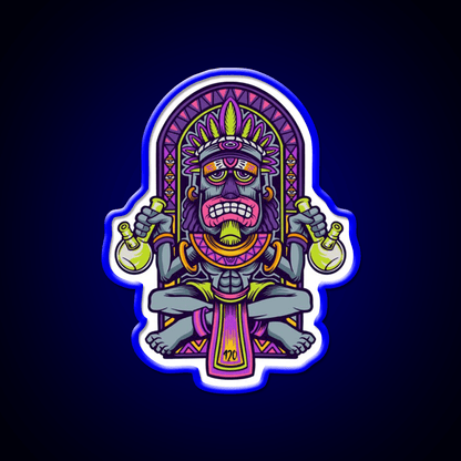 420 Aztec Art Weed Bong Stoner Hemp Inspired Green Leaf Led Neon Sign Rgb Color - Shineneon