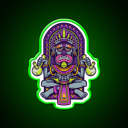 420 Aztec Art Weed Bong Stoner Hemp Inspired Green Leaf Led Neon Sign Rgb Color - Shineneon