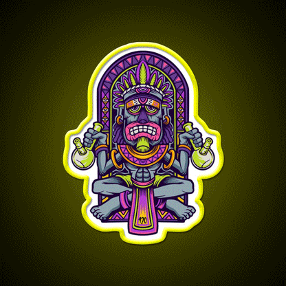 420 Aztec Art Weed Bong Stoner Hemp Inspired Green Leaf Led Neon Sign Rgb Color - Custom LED neon sign front view