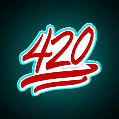 420 Emoji Hemp Inspired Green Leaf Led Neon Sign Rgb Color - Size and dimension reference