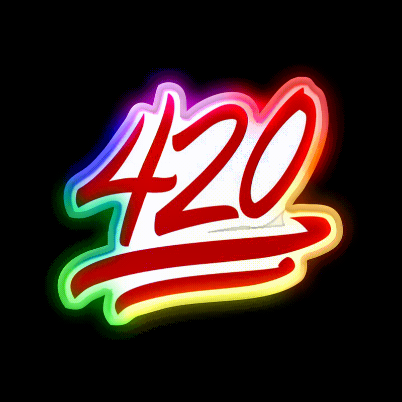 420 Emoji Hemp Inspired Green Leaf Led Neon Sign Rgb Color - LED neon sign close-up detail