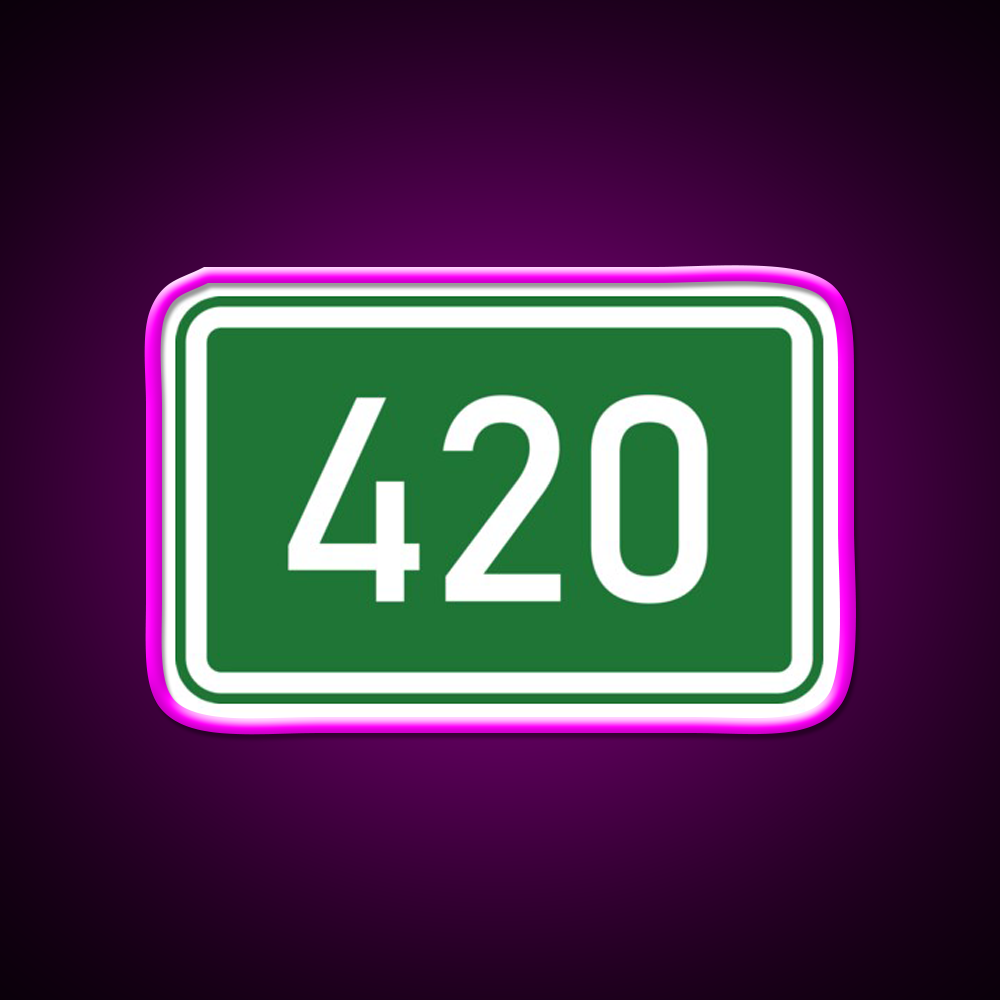 420 Mile Marker A Hemp Inspired Green Leaf Led Neon Sign Rgb Color - Neon sign mounted on wall in room