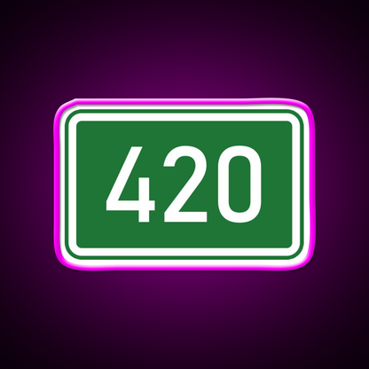 420 Mile Marker A Hemp Inspired Green Leaf Led Neon Sign Rgb Color - Neon sign mounted on wall in room