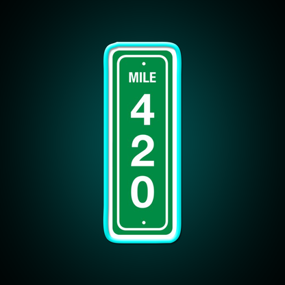 420 Mile Marker B Hemp Inspired Green Leaf Led Neon Sign Rgb Color - Size and dimension reference