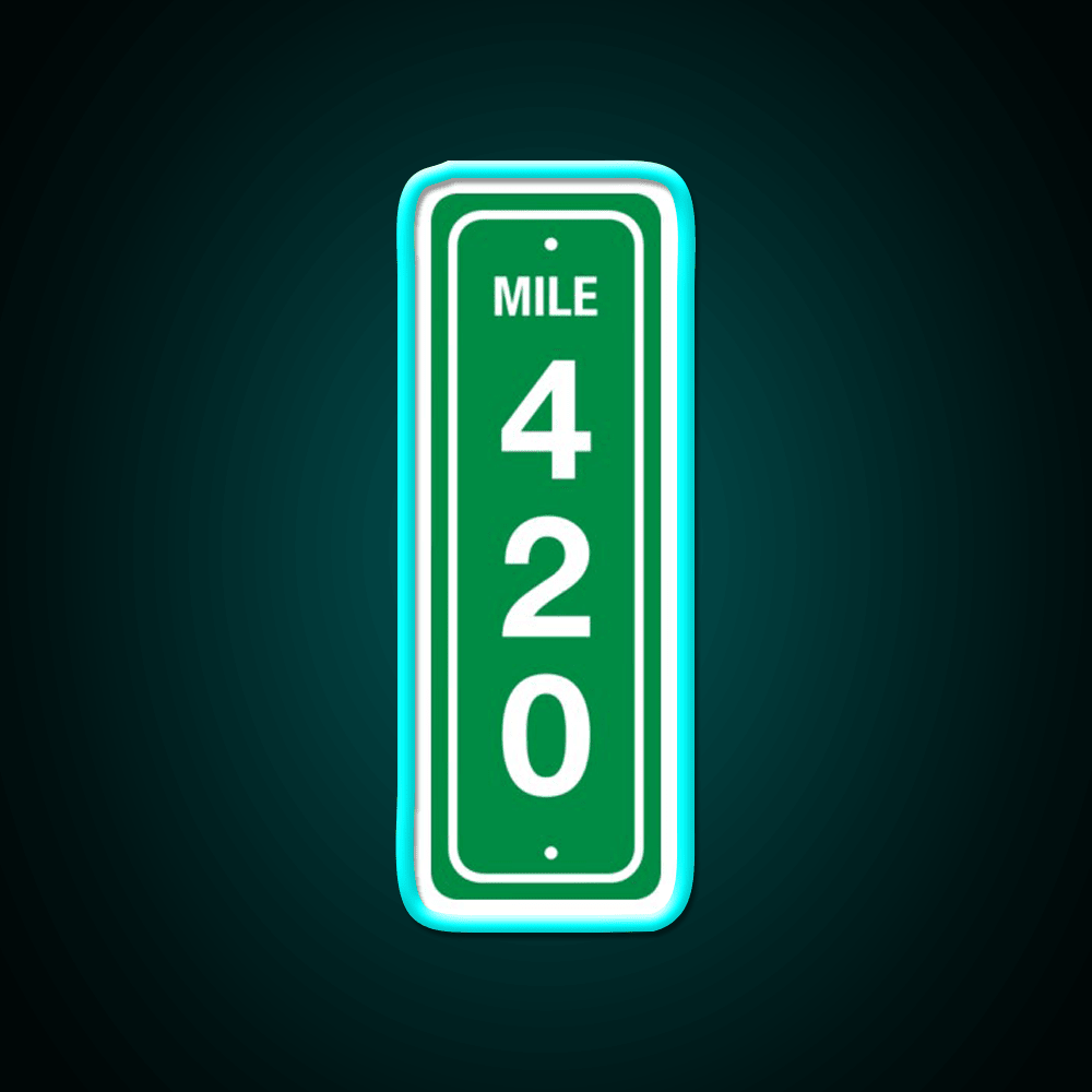 420 Mile Marker B Hemp Inspired Green Leaf Led Neon Sign Rgb Color - Shineneon