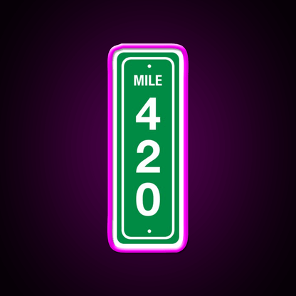 420 Mile Marker B Hemp Inspired Green Leaf Led Neon Sign Rgb Color - Shineneon