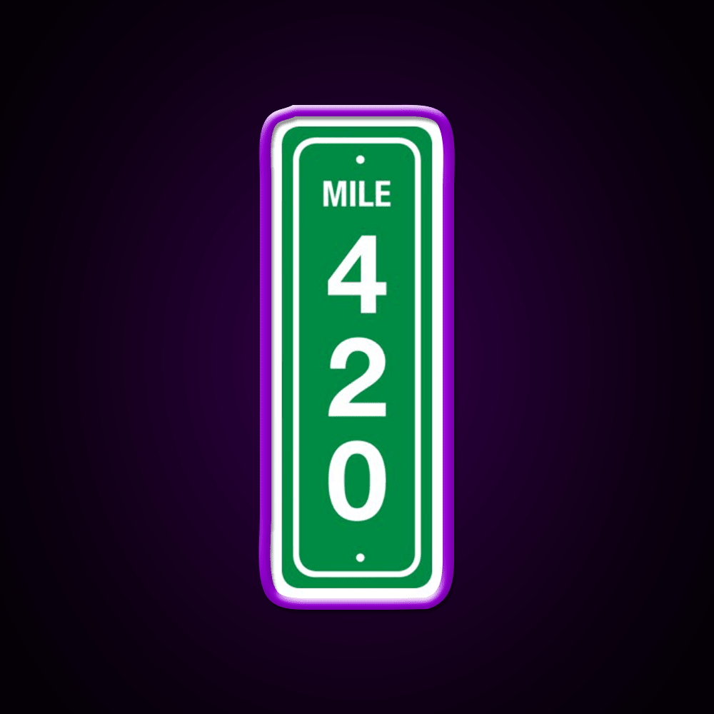 420 Mile Marker B Hemp Inspired Green Leaf Led Neon Sign Rgb Color - Shineneon