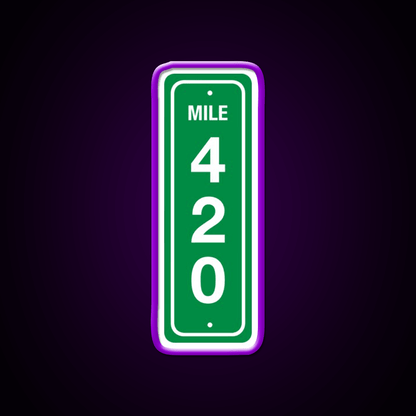 420 Mile Marker B Hemp Inspired Green Leaf Led Neon Sign Rgb Color - Shineneon
