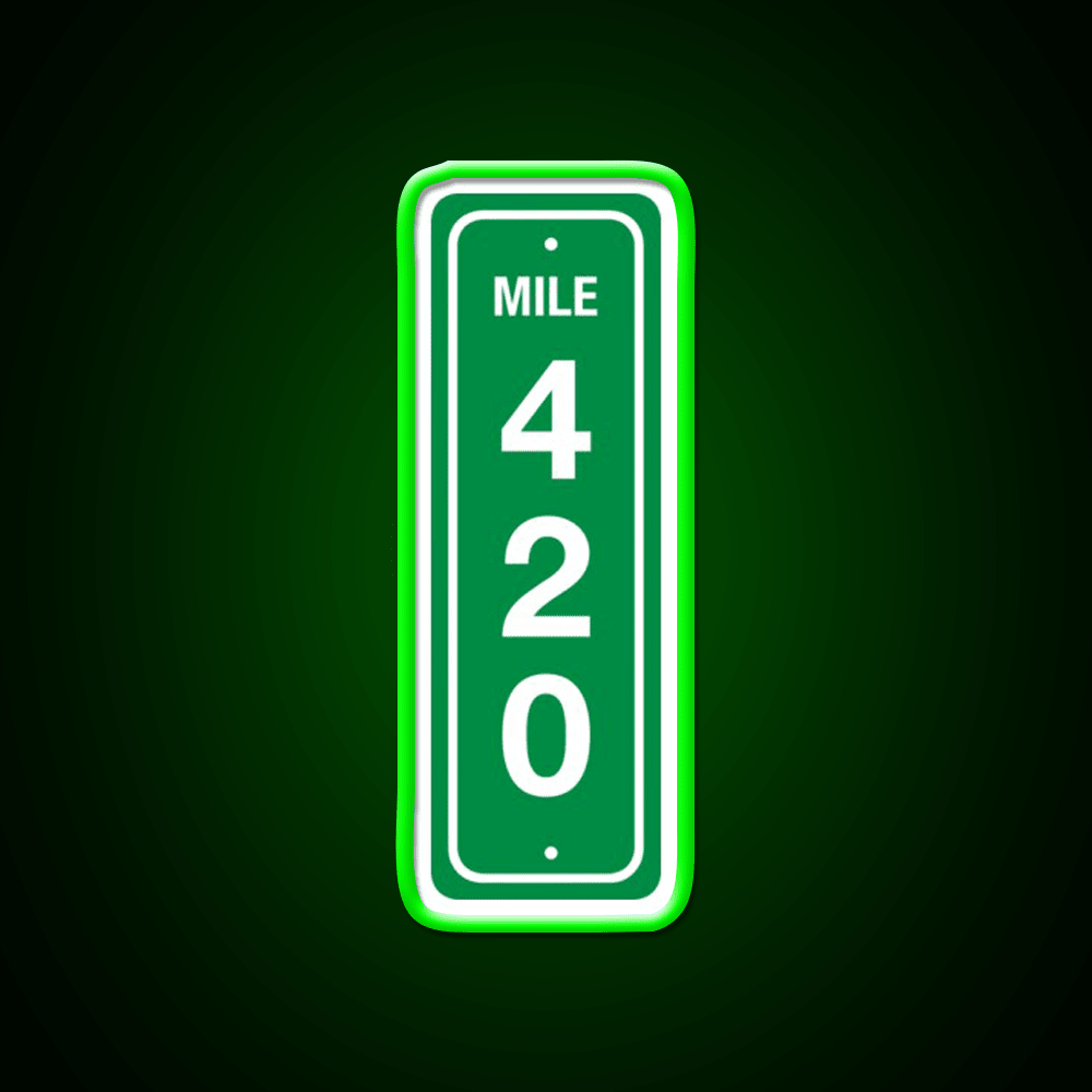 420 Mile Marker B Hemp Inspired Green Leaf Led Neon Sign Rgb Color - Shineneon