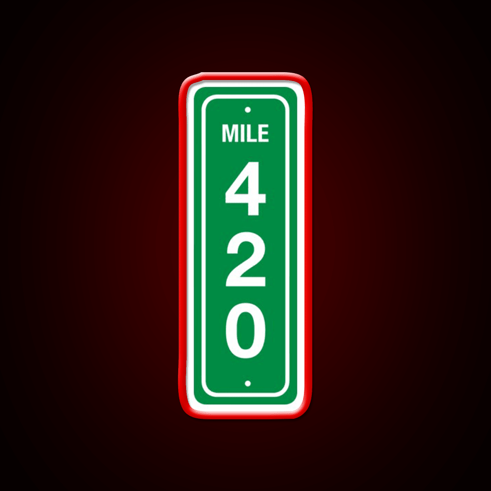 420 Mile Marker B Hemp Inspired Green Leaf Led Neon Sign Rgb Color - Shineneon