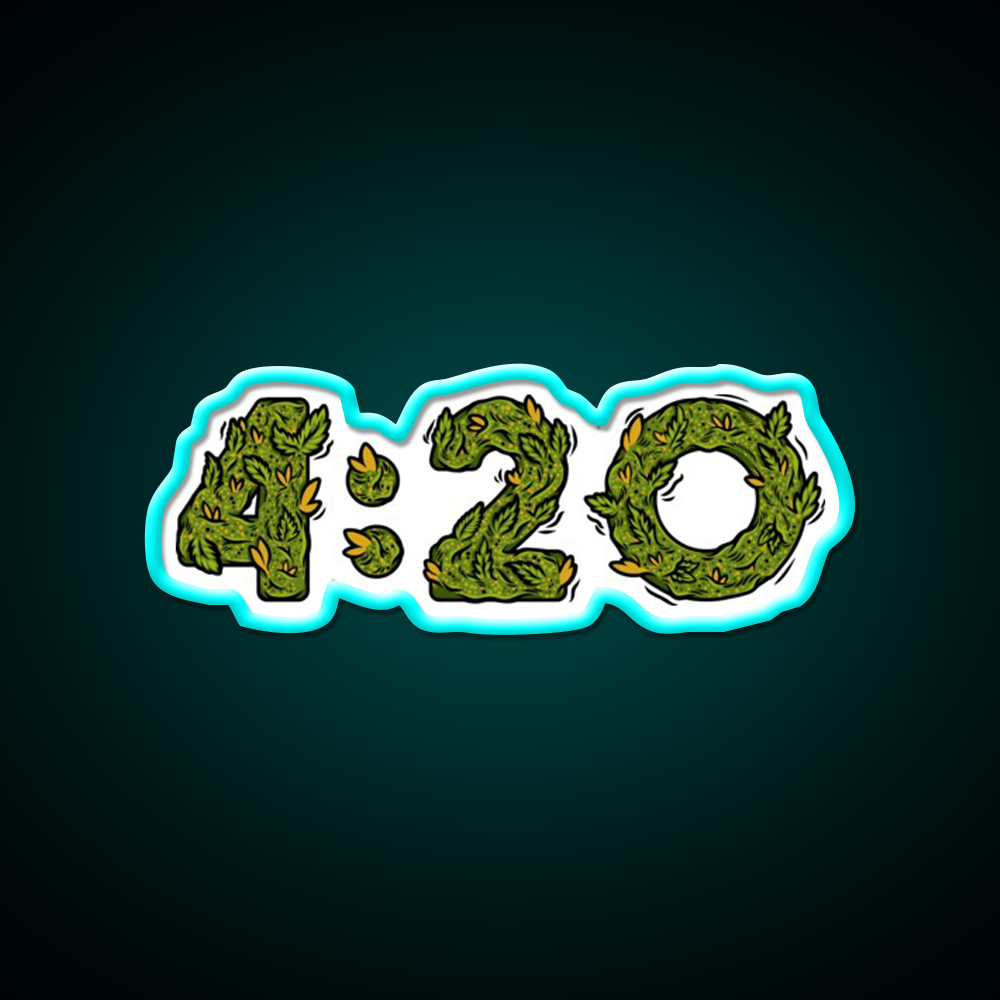 420 Weed Illustration Hemp Inspired Green Leaf Led Neon Sign Rgb Color - Size and dimension reference