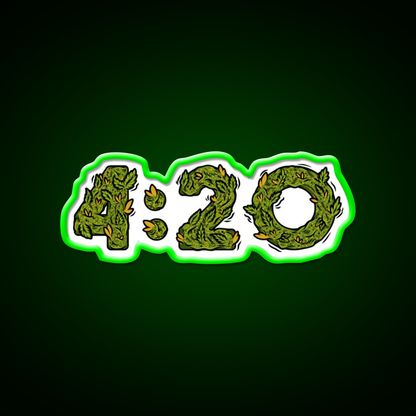 420 Weed Illustration Hemp Inspired Green Leaf Led Neon Sign Rgb Color