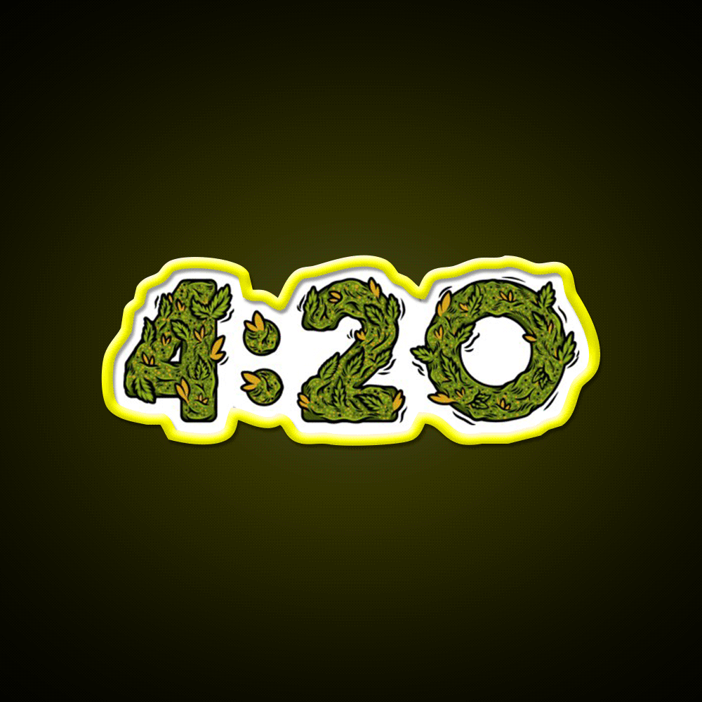 420 Weed Illustration Hemp Inspired Green Leaf Led Neon Sign Rgb Color - Custom LED neon sign front view