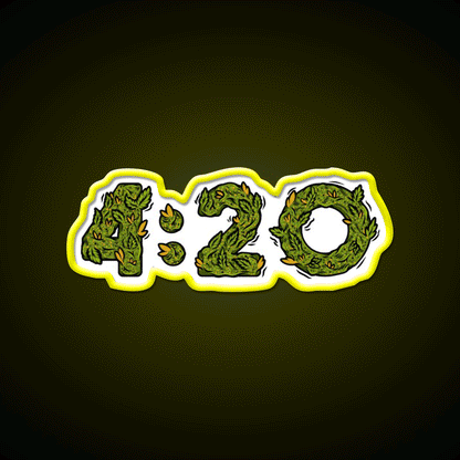 420 Weed Illustration Hemp Inspired Green Leaf Led Neon Sign Rgb Color - Custom LED neon sign front view
