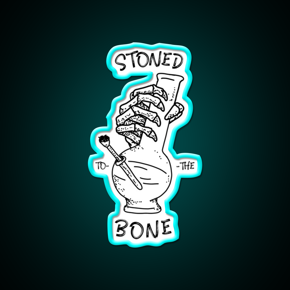 420 Weed Skeleton Holding Hemp Inspired Green Leaf Led Neon Sign Rgb Color - Size and dimension reference
