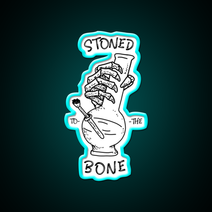 420 Weed Skeleton Holding Hemp Inspired Green Leaf Led Neon Sign Rgb Color - Size and dimension reference