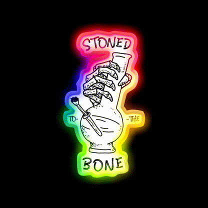 420 Weed Skeleton Holding Hemp Inspired Green Leaf Led Neon Sign Rgb Color - LED neon sign close-up detail