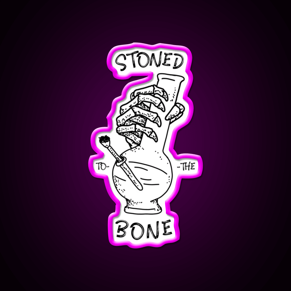 420 Weed Skeleton Holding Hemp Inspired Green Leaf Led Neon Sign Rgb Color - Shineneon