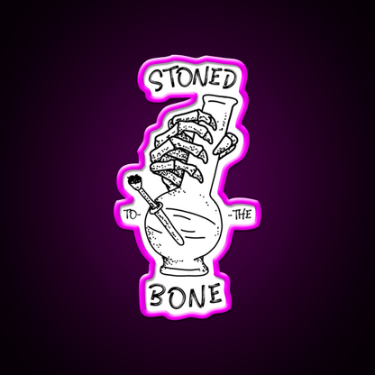 420 Weed Skeleton Holding Hemp Inspired Green Leaf Led Neon Sign Rgb Color - Shineneon
