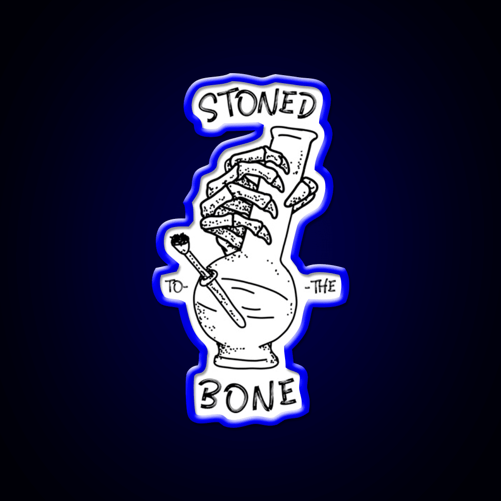 420 Weed Skeleton Holding Hemp Inspired Green Leaf Led Neon Sign Rgb Color - Shineneon