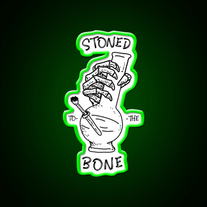 420 Weed Skeleton Holding Hemp Inspired Green Leaf Led Neon Sign Rgb Color - Shineneon