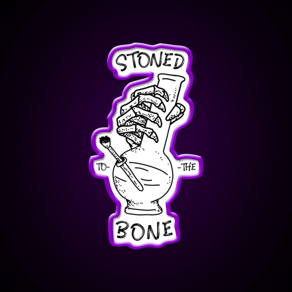 420 Weed Skeleton Holding Hemp Inspired Green Leaf Led Neon Sign Rgb Color - Shineneon