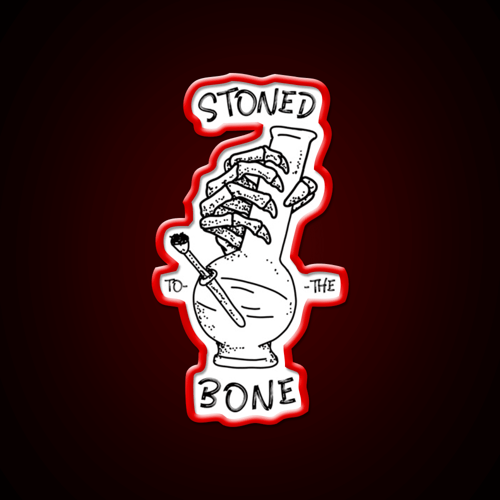 420 Weed Skeleton Holding Hemp Inspired Green Leaf Led Neon Sign Rgb Color - Shineneon