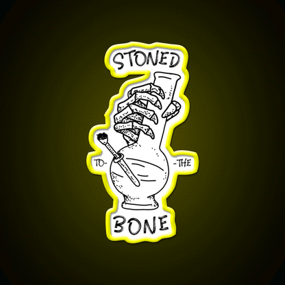 420 Weed Skeleton Holding Hemp Inspired Green Leaf Led Neon Sign Rgb Color - Custom LED neon sign front view