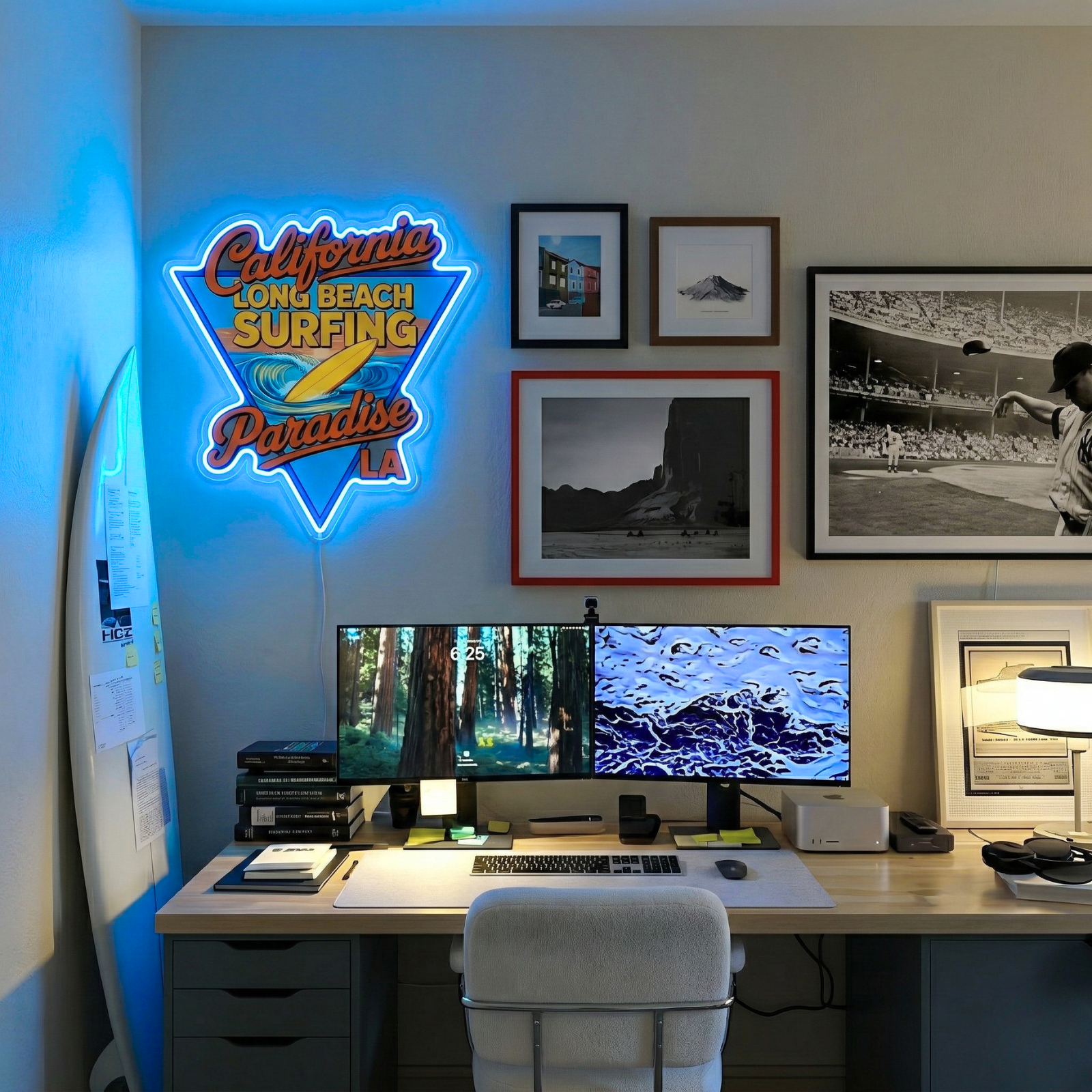 ShineNeon™ California Long Beach Surfing Paradise LED Neon Sign - LA Retro Wall Decor USB Power