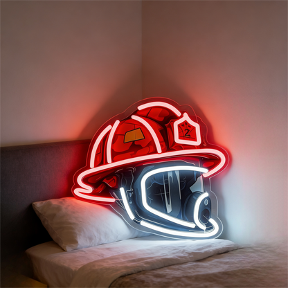 Firefighter Helmet Design USB Led Neon Sign