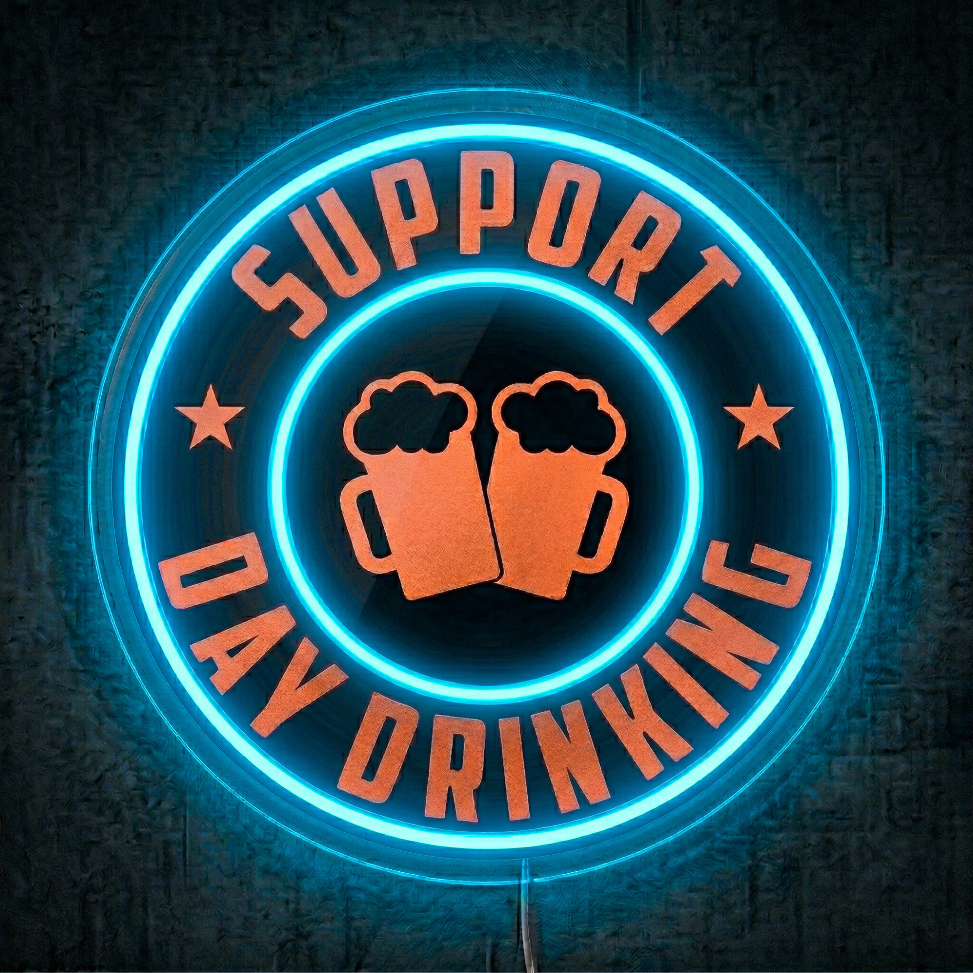 ShineNeon™ Support Day Drinking LED Neon Sign Beer Bar Decor Man Cave USB Powered
